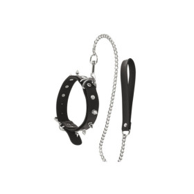 Collier fétichiste avec anneaux pointes et laisse métallique 